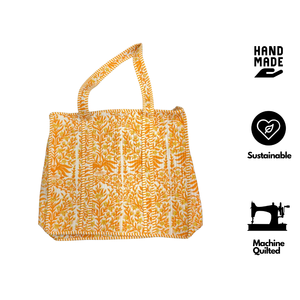 Premium Quilted Tote Bag Jaipur Handcrafted Block Print Cotton Carry Bag Durable Washable All Season Fashion <b>Accessory</b> Unisex - Product Image 2