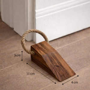 Modern Wooden Door Stop Wedge Heavy Solid Wood Doorstop with Rope Minimalist Solid English Door Wedge wooden - Product Image 2