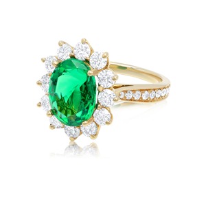 4.20 CT 925 <b>Silver</b> Prong Setting <b>Emerald</b> Halo Flower Moissanite Luxury Elegant Party Gift <b>Ring</b> - Product Image 1