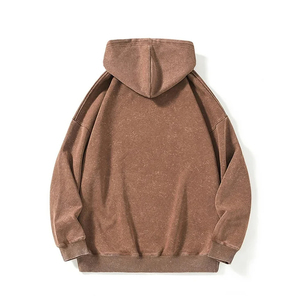 Sudadera con capucha de invierno vintage al por mayor, de algodón 100% de alto gramaje, con cremallera, lavado ácido, efecto desgastado y transpirable para exteriores. - Product Image 5