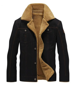 Veste d'hiver pour homme en molleton sherpa doublé, col en fourrure, en coton, chaude et thermique, couleurs olive, kaki, noir, personnalisable, épaisse, pour l'extérieur, OEM - Product Image 3