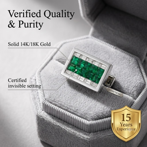 Mancuernillas de Oro Sólido de 18k de Alta Gama con Diamantes Naturales y Esmeraldas para Hombre, Accesorios Clásicos para Trajes Formales de Negocios, Soporte OEM - Product Image 3