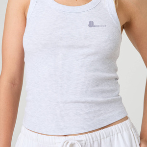 Camiseta sin mangas de punto acanalado transpirable, ecológica y de secado rápido para mujer, cuello redondo, longitud regular, de spandex/algodón, ideal para verano. - Product Image 6