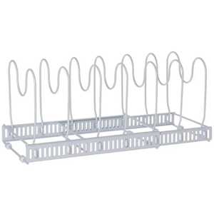 Adjustable White Metal Pot Lid <b>Rack</b> and Pan Organizer Expandable <b>Kitchen</b> Cabinet <b>Storage</b> Shelf for Frying Pans and Cookware - Product Image 1