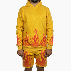 Conjunto de Sudadera con Capucha y Pantalones Cortos 100% Algodón, Estampado Deportivo, Manga Larga, Personalizable con Logotipo, Ropa Deportiva para Hombre - Product Image 1