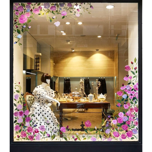 Custom Floral <b>Window</b> Sticker Transparent PVC Self Adhesive <b>Decal</b> Waterproof Clear Vinyl Display for Shopfront - Product Image 2