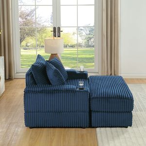 Divano Accogliente per Soggiorno con 2 Cuscini Decorativi e Pouf, Seduta Profonda - Product Image 5