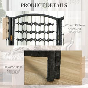 Divisorio Artistico Tradizionale in Fibra Nera a 8 Pannelli Traslucidi per Casa e Ufficio - Product Image 6
