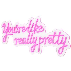 Grand enseigne lumineuse LED néon rose de 27,5 po x 12 po avec télécommande, décoration murale « You're Like Really Pretty » - Autocollants muraux - Product Image 3