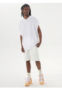 Sleeveless 275 GSM Knitted 100% Cotton Breathable Print Demand Oversized Plus Size Streetwear Hooded OEM Custom <b>Men</b> Short Sets - Product Image 4