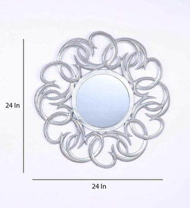 Nuevo Espejo de Pared Redondo Moderno de Lujo, de Metal y Aluminio, para Sala de Estar, Marco Plateado Mate, a Precio Económico, Estilo Indio - Product Image 3