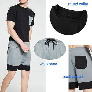 Ensemble T-shirt et short pour homme avec logo personnalisé, vêtements de sport de printemps en polyester/coton respirant, streetwear personnalisé de haute qualité - Product Image 3