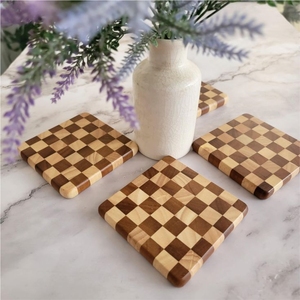 Wholesale Eco Friendly Natural Square Wooden Coasters Custom Logo Heat Resistant Wooden Cup <b>Mat</b> Drink Coaster Set for Home <b>Bar</b> - Product Image 6