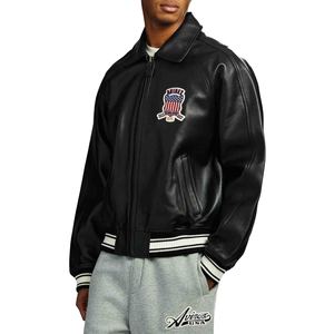 เสื้อแจ็คเก็ตบอมเบอร์หนัง Avirex London หนังแกะยุโรปโบราณ 100% ดีไซน์ซิปด้านหน้าสำหรับฤดูหนาว กันลม เป็นมิตรกับสิ่งแวดล้อม คุณภาพสูง - Product Image 4