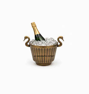 Seau à glace moderne en aluminium noir avec poignées en forme de cygne |   Capacité de 3 L pour refroidisseur à vin |   Articles de bar de luxe pour hôtels et bars à domicile - Product Image 3