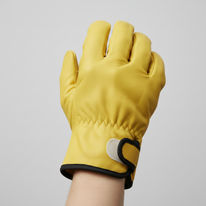 Gants de travail jaunes durables en peau de mouton à double paume, gants de sécurité industriels en gros, fournisseur de gants de travail de construction avec logo personnalisé - Product Image 2