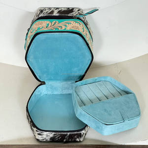 Boîte à bijoux de voyage élégante et portable en cuir de vachette véritable, faite à la main, avec fermeture éclair, de haute qualité, modèle 2026 - Product Image 6
