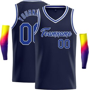 Maillot de basketball sublimé sans manches dégradé bleu-orange en maille respirante unisexe adulte col en V vêtement de sport - Product Image 6