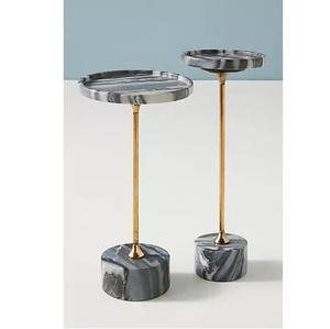 Modern Luxury <b>Side</b> <b>Table</b> with Metal Top Handicrafts Enamel Coated Base Aluminum Frame Decorative Living Room Furniture - Product Image 1