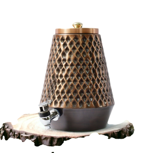 Distributeur d'eau en cuivre pur martelé 5L avec support et verre, réservoir de stockage d'eau ayurvédique artisanal avec joint en laiton anti-fuite - Product Image 4