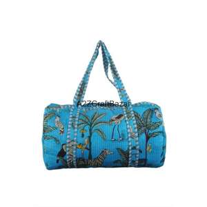 Sac de voyage vintage indien fait main en coton 100% pur matelassé avec fermeture ouverte pour les voyages et l'usage quotidien - Artisanat du Rajasthan - Product Image 2