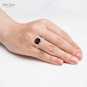 Authentic Mozambique <b>Garnet</b> 9x11mm Round Faceted Cut Solitaire <b>Ring</b> in 925 Sterling <b>Silver</b> Wedding Engagement <b>Ring</b> - Product Image 5