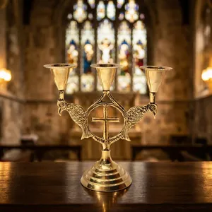Catholic Crucifix Cross with <b>Candle</b> Stand Jesus Decor Christian Religious Tabletop Ornament for Home Church <b>Prayer</b> Room - Product Image 6