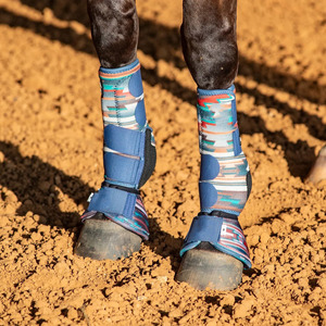 Protège-pattes de cheval personnalisés en PVC à motif sud-ouest unique, style sportif, avec fermeture auto-agrippante bleue - Product Image 5