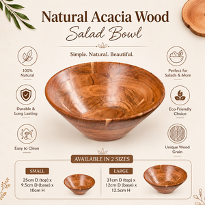 Bol à salade en bois d'acacia naturel, fait main, pour fruits, collations, mélange, décoration, cuisine, salle à manger, écologique - Product Image 5