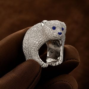 Animal Face Moissanite <b>Ring</b> 925 Sterling Silver Iced Out Round Diamond <b>Crystal</b> Band for Women Gift <b>Ring</b> - Product Image 2