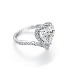Bague de fiançailles en diamant taille poire pour femme, or blanc, forme cœur romantique, bijoux fins - Product Image 3