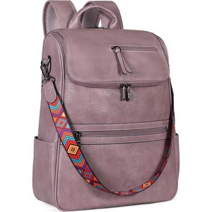 Mochila de cuero de cabra para mujer, mochila estructurada elegante de gran capacidad, diseñada para viajes diarios y uso profesional - Product Image 1