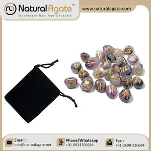 Vente en gros de produits feng shui vente chaude ensembles de pierres runiques noires indiennes pour la guérison par la divination - Product Image 5