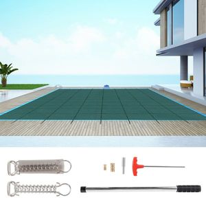 Copertura Rettangolare Verde in PVC per Piscina 18x36ft con Funzione di Sicurezza - Product Image 2