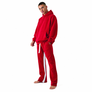 Conjunto Deportivo Rojo para Hombre con Capucha, Ecológico, 100% Algodón, de Longitud Completa, con Bolsillos Laterales, Ropa Casual de Invierno - Product Image 1