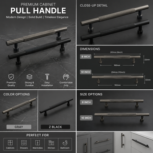 Modern Zinc Alloy Square Bar Cabinet Furniture <b>Pull</b> <b>Handle</b> Black & Gray for Kitchen Bedroom Wardrobe Drawer <b>Door</b> - Product Image 6