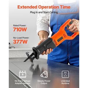 Sega Elettrica a Movimento Alternato 120 Volt 6 Ampere con Cavo, Corsa da 3/4 di Pollice, 8 Lame e Velocità Variabile - Product Image 6