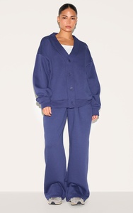 Pantalones Deportivos Anchos de Color Azul Marino para Mujer, Corte Holgado Informal, Cintura Alta, Pierna Recta, Pantalones de Salón Cómodos y a la Moda - Product Image 6