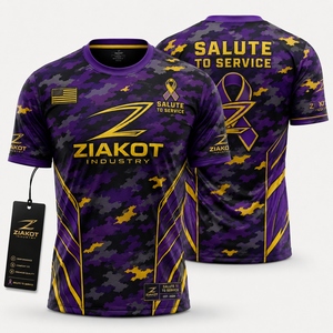 Camiseta ZIAKOT de nuevo diseño para hombre, personalizada con camuflaje morado y amarillo, de alto rendimiento, en homenaje al servicio. - Product Image 1
