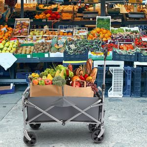 "600D Oxford Cloth <b>Camping</b> Cart 100kg Capacity Flat Folding Grey Silver Frame 74.5*45.5*84cm" - Product Image 2