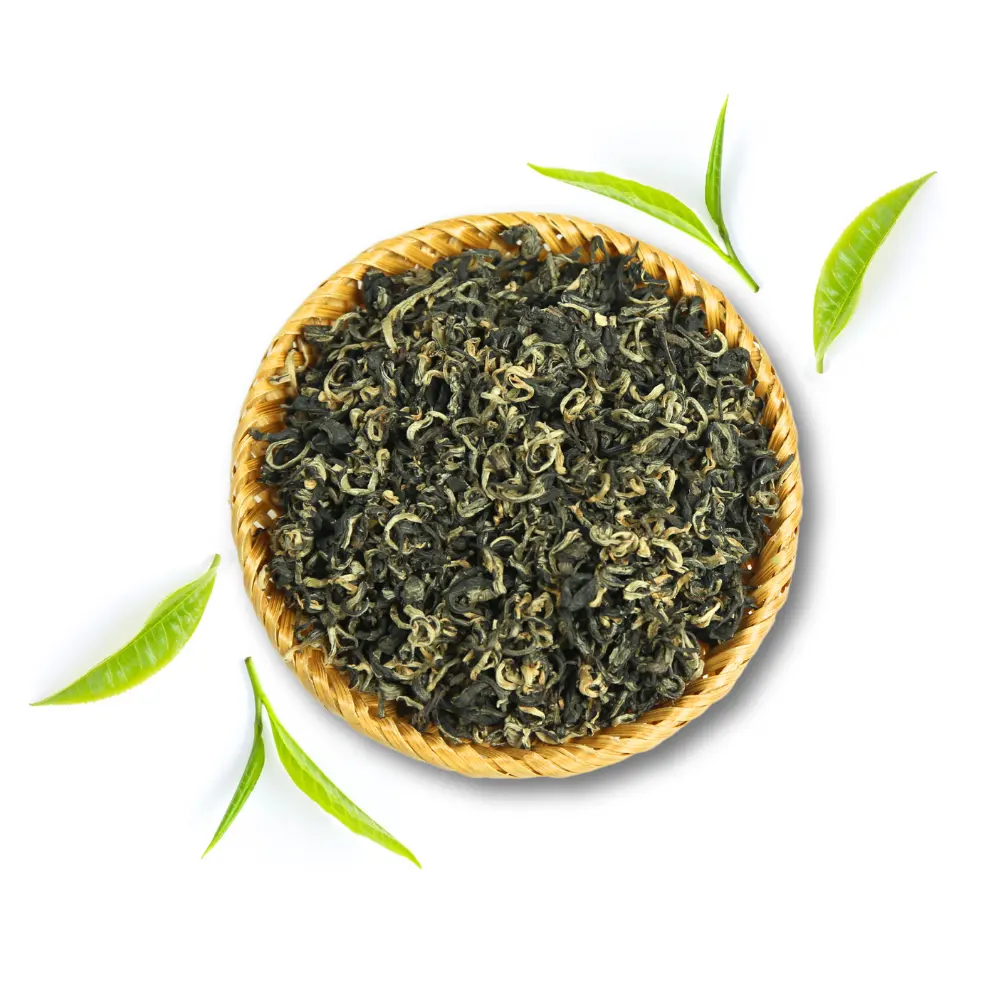 الشاي الأخضر الطبيعي النقي بسعر الجملة من المصنع يحمل ملصقًا خاصًا في أكياس مستقيمة لتعبئة الشاي ورقة شجر سائبة