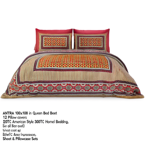 ANTRA 100x108 Inch Queen <b>Bed</b> Sheet with 2 Pillow <b>Covers</b> 120TC American Style 300TC Home Hotel Bedding - Product Image 2