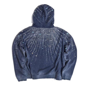 Unique Style Rhinestone Hoodies Men's Glitter Oversized Hoodies <b>Sparkly</b> <b>Long</b> <b>Sleeve</b> Shirts Party Hooded Sweatshirts <b>Tops</b> - Product Image 2