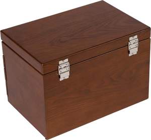 Wooden Jewelry <b>Box</b> with Mirror Drawer <b>Beige</b> Multi Compartment Organizer for Rings Earrings Necklaces Accessories - Product Image 3