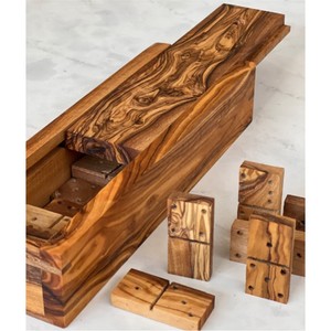 Juego de Dominó de Madera de Olivo de Lujo Hecho a Mano al por Mayor, Juego de Dominó de Madera de Alta Gama Personalizado con Caja de Almacenamiento Deslizante - Product Image 1