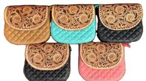 Elegant Bohemian Durable Quilted Genuine Leather Eco-Friendly Lightweight <b>Sling</b> <b>Bag</b> Artisan-Made Hand-Tooled Detailing <b>Travel</b> - Product Image 2