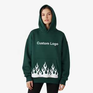 Sudadera con capucha de algodón de alta calidad, personalizada, con apliques bordados, estilo desgastado, corta, extragrande, con cremallera y lavado ácido, para niños y niñas. - Product Image 2