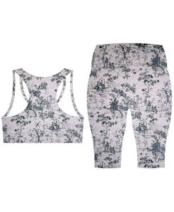 Ensemble de yoga personnalisé pour femmes, vente en gros, débardeur antibactérien respirant à taille élastique et short de yoga à double bretelle pour la gym - Product Image 2