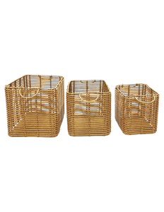 Eco-Friendly Modern <b>Square</b> Plant Fiber Storage <b>Basket</b> Set with Handles for Home Kitchen Nursery Storage Containers - Product Image 1