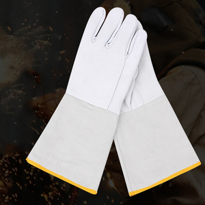 Gants de soudage en cuir de vachette blanc, résistants à la chaleur, durables, certifiés CE, 14 pouces, pour usage industriel, gants de soudage TIG. - Product Image 5